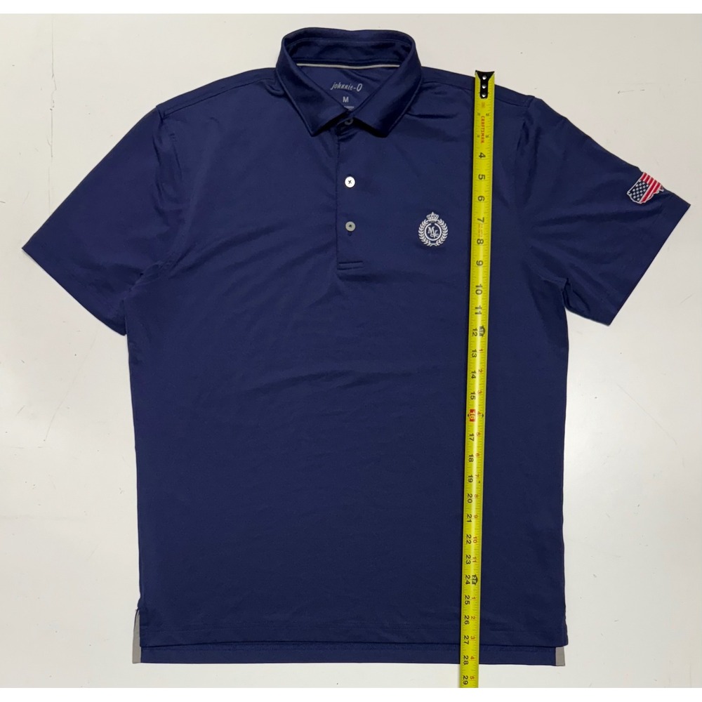 Johnnie-O Mens Navy Blue Golf Polo Shirt American Flag Crown Logo‎ Medium